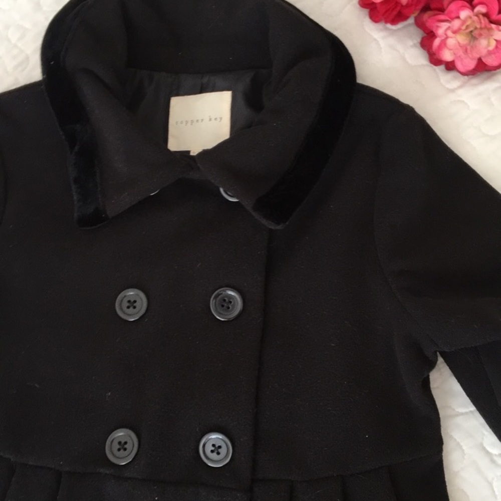 •host pick• Copper Key Girls Velvet Trim PeaCoat - Picture 8 of 8